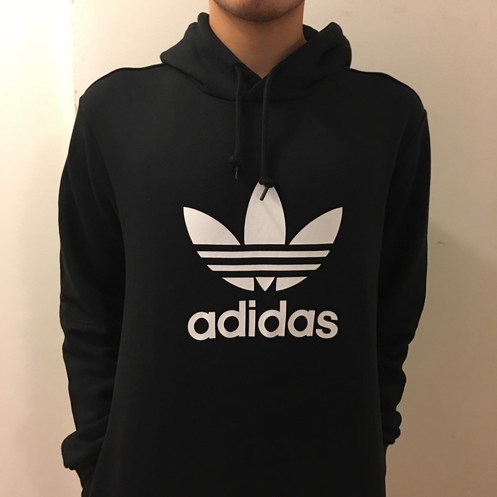 Adidas Originals Trefoil Black Hoodie Sz Small - Picture 5 of 8